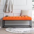 Metal Base Upholstered Bench for Bedroom for Entryway orange-fabric
