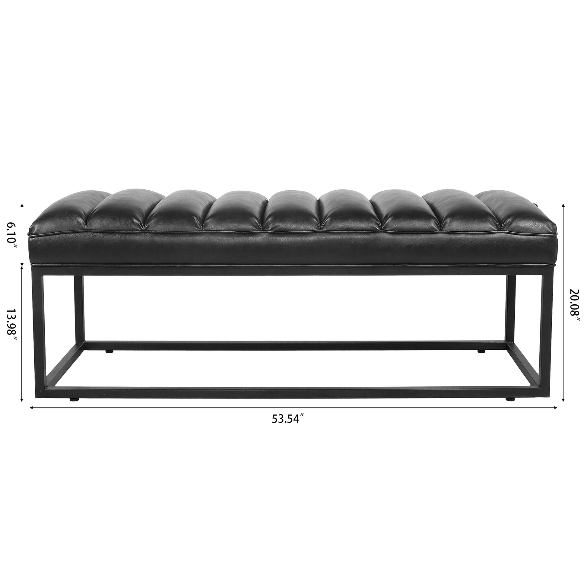 Metal Base Upholstered Bench for Bedroom for Entryway black-pu