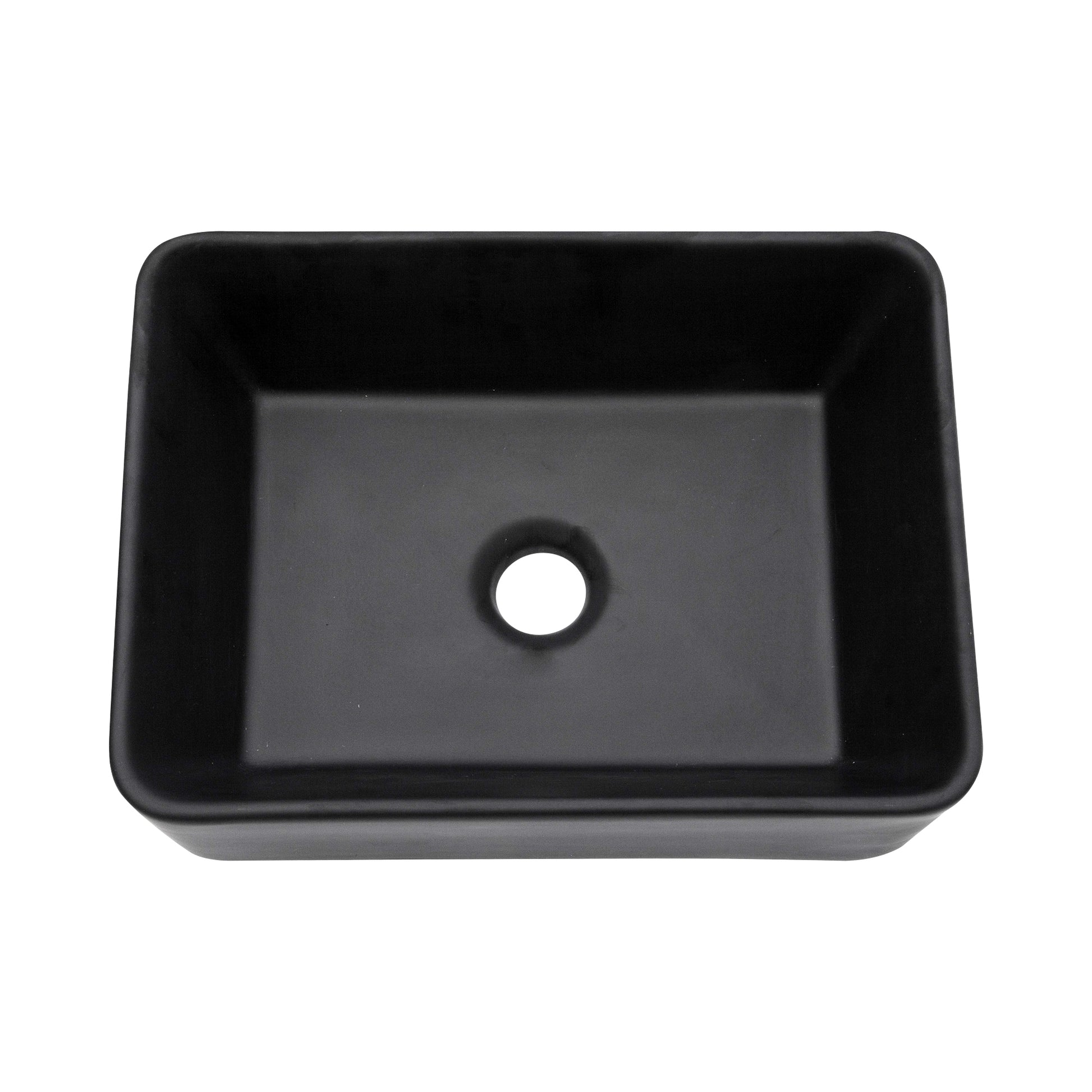 16"x12" Black Ceramic Rectangular Vessel Bathroom Sink matte black-ceramic