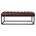 Metal Base Upholstered Bench for Bedroom for Entryway dark brown-pu