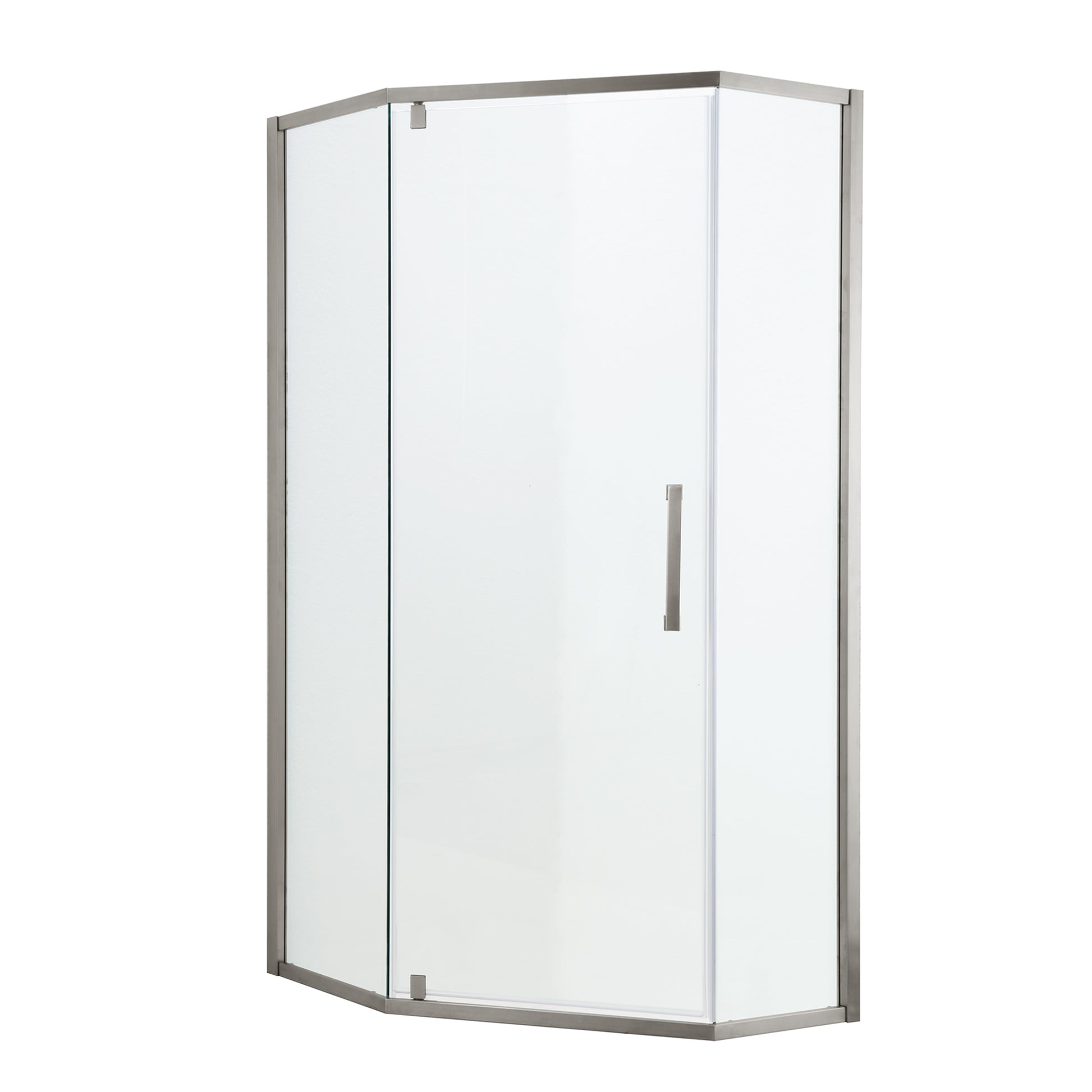 Shower Door 34 1 8" x 72" Semi Frameless Neo Angle brushed nickel-glass