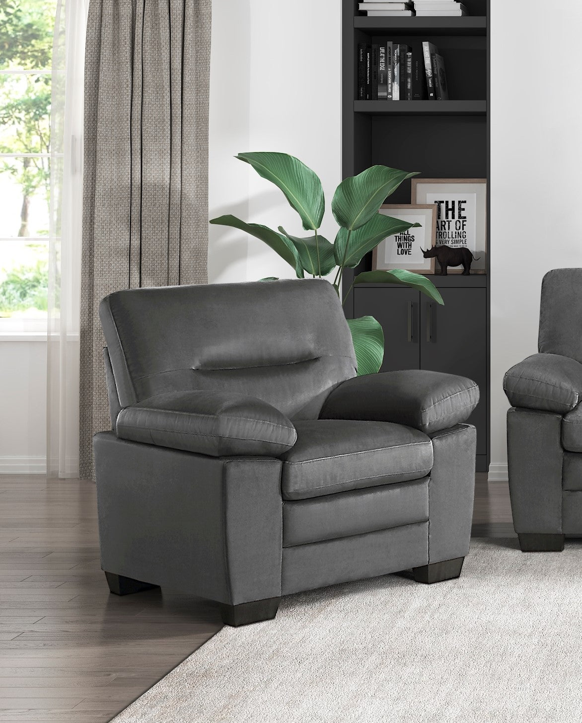 Modern Sleek Design Living Room Furniture 1pc Chair dark gray-primary living space-modern-fabric