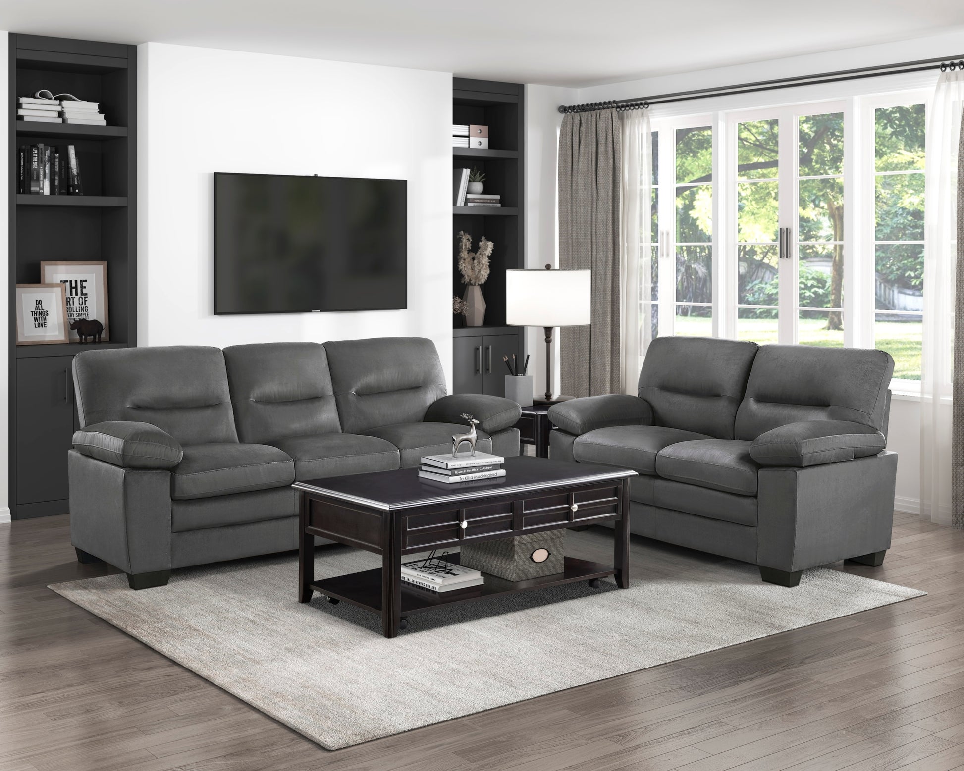 Modern Sleek Design Living Room Furniture 1pc Loveseat dark gray-primary living space-modern-fabric