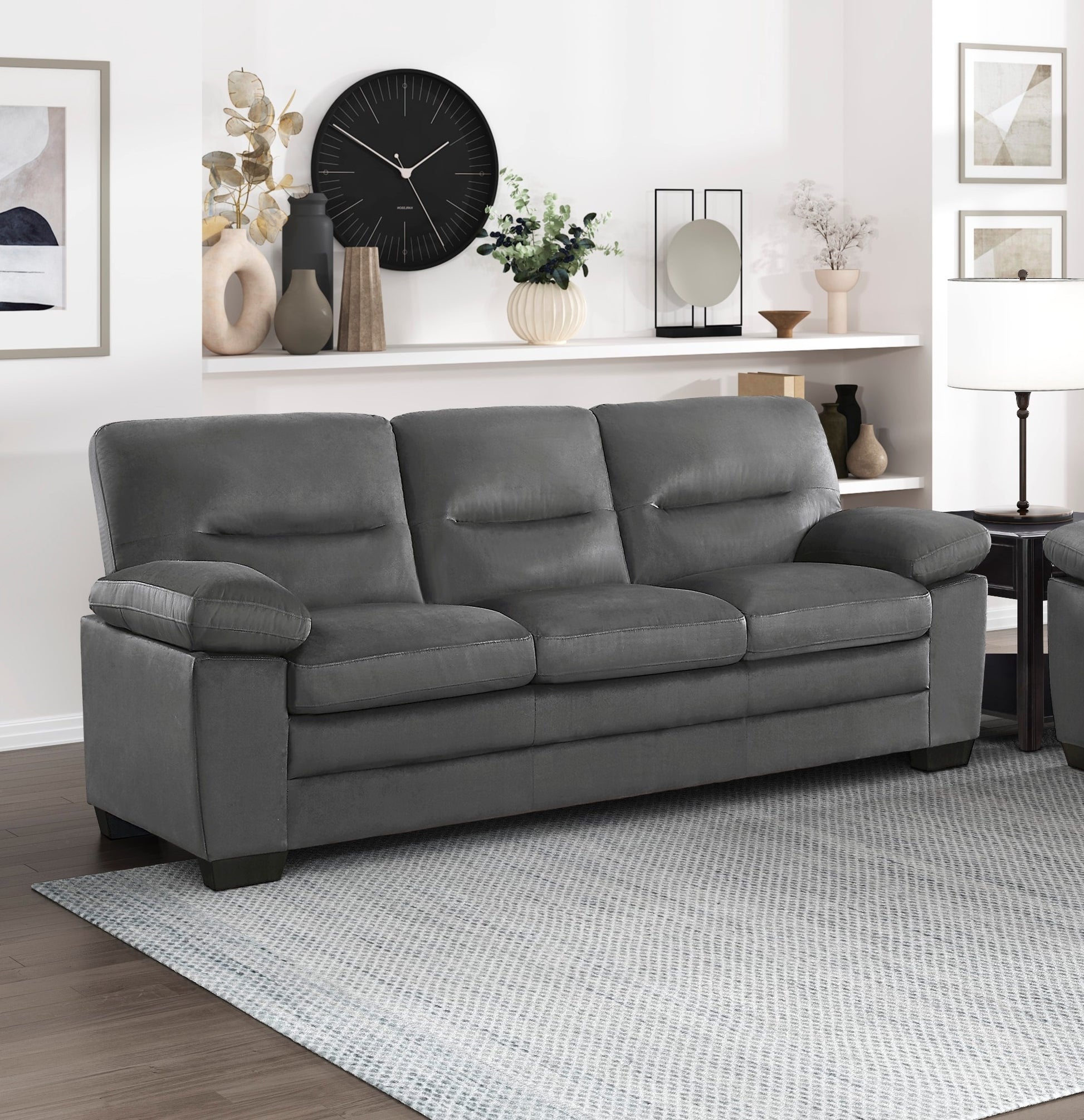 Modern Sleek Design Living Room Furniture 1pc Sofa dark gray-primary living space-modern-fabric