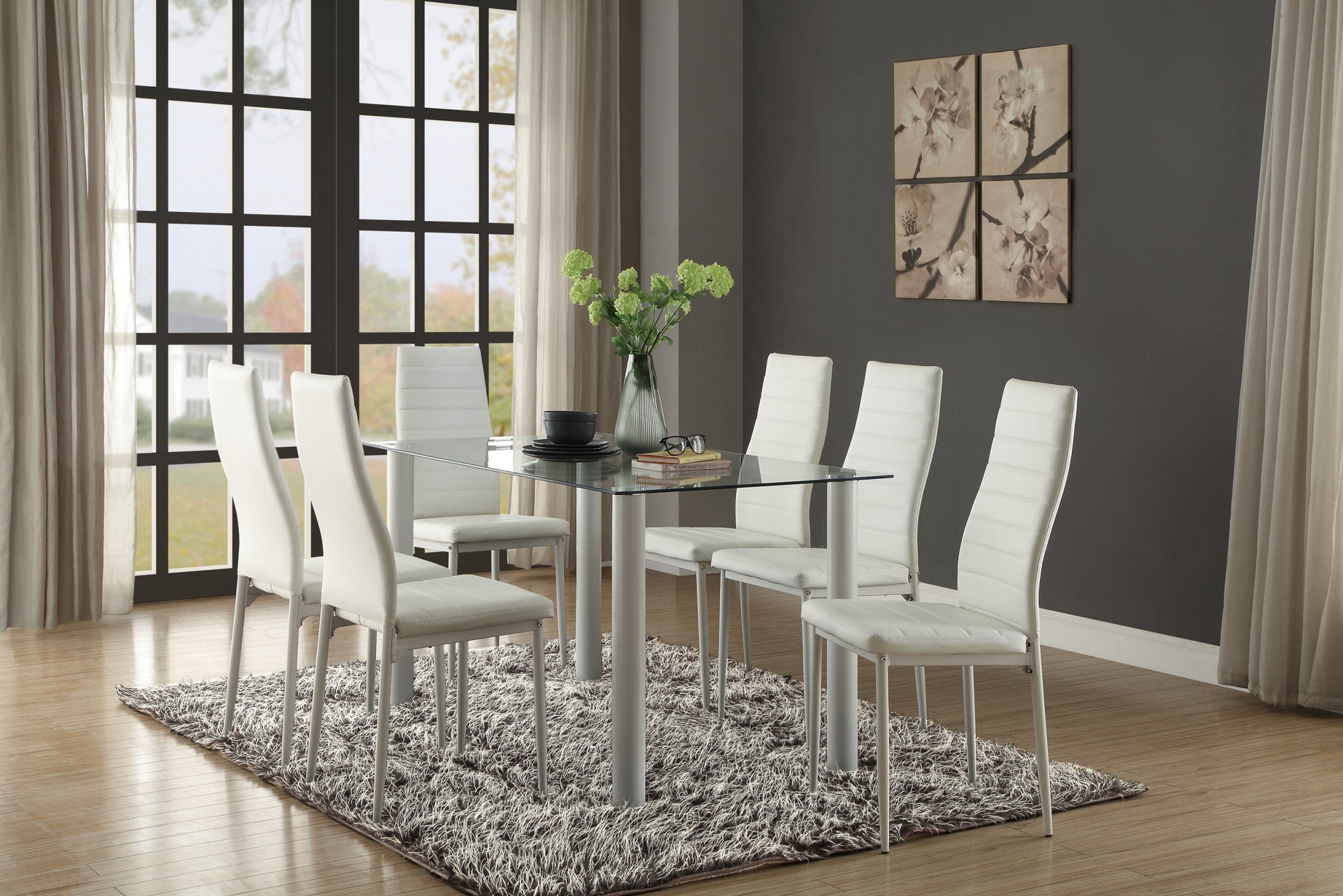 Modern Style White Metal Finish Side Chairs 2pc Set white-dining room-ultra-modern-metal