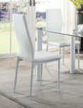 Modern Style White Metal Finish Side Chairs 2pc Set white-dining room-ultra-modern-metal