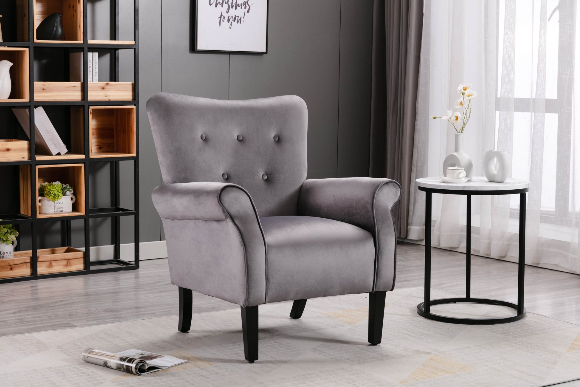 Stylish Living Room Furniture 1pc Accent Chair Grey grey-primary living space-luxury-modern-solid