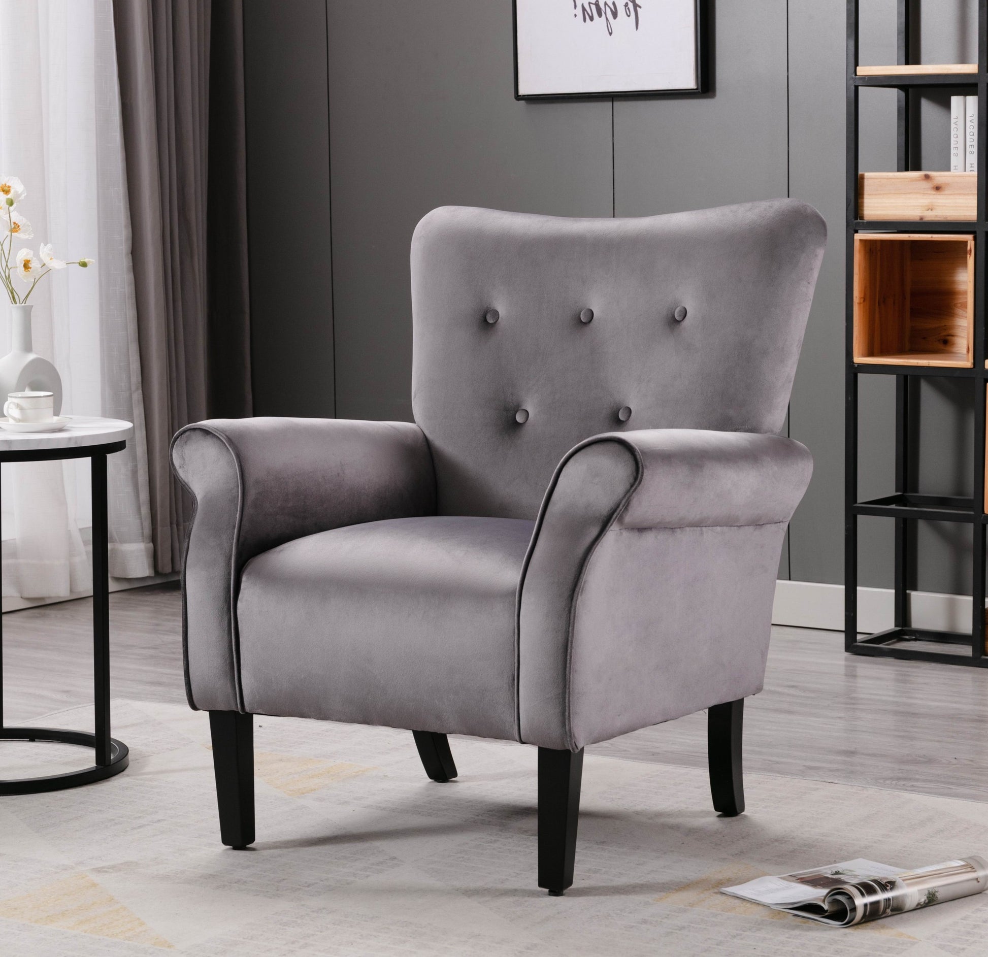 Stylish Living Room Furniture 1pc Accent Chair Grey grey-primary living space-luxury-modern-solid