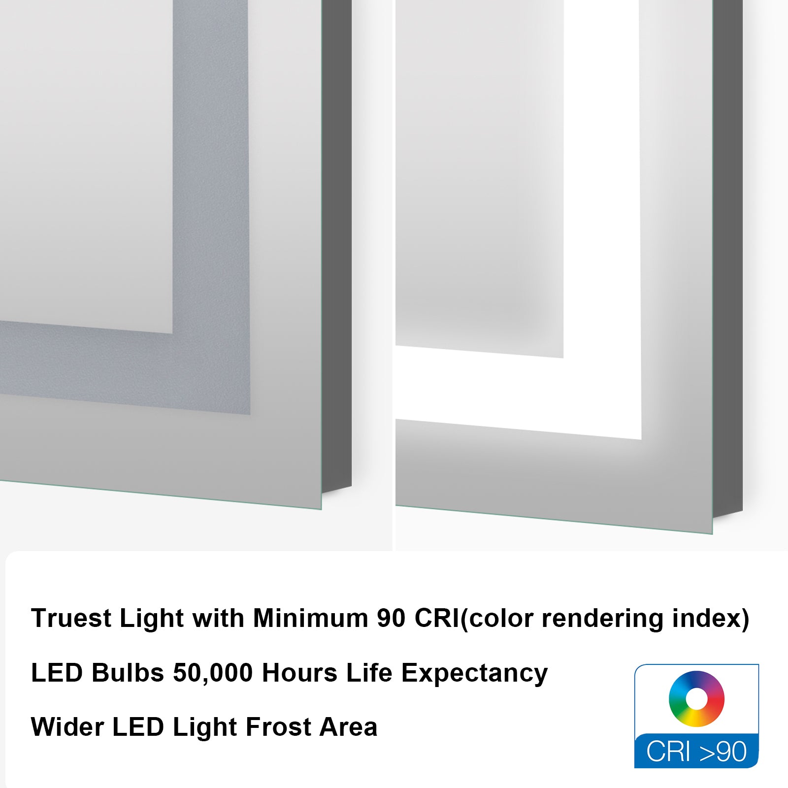 60x28 Inch LED Lighted Bathroom Mirror with 3 Colors silver-aluminium