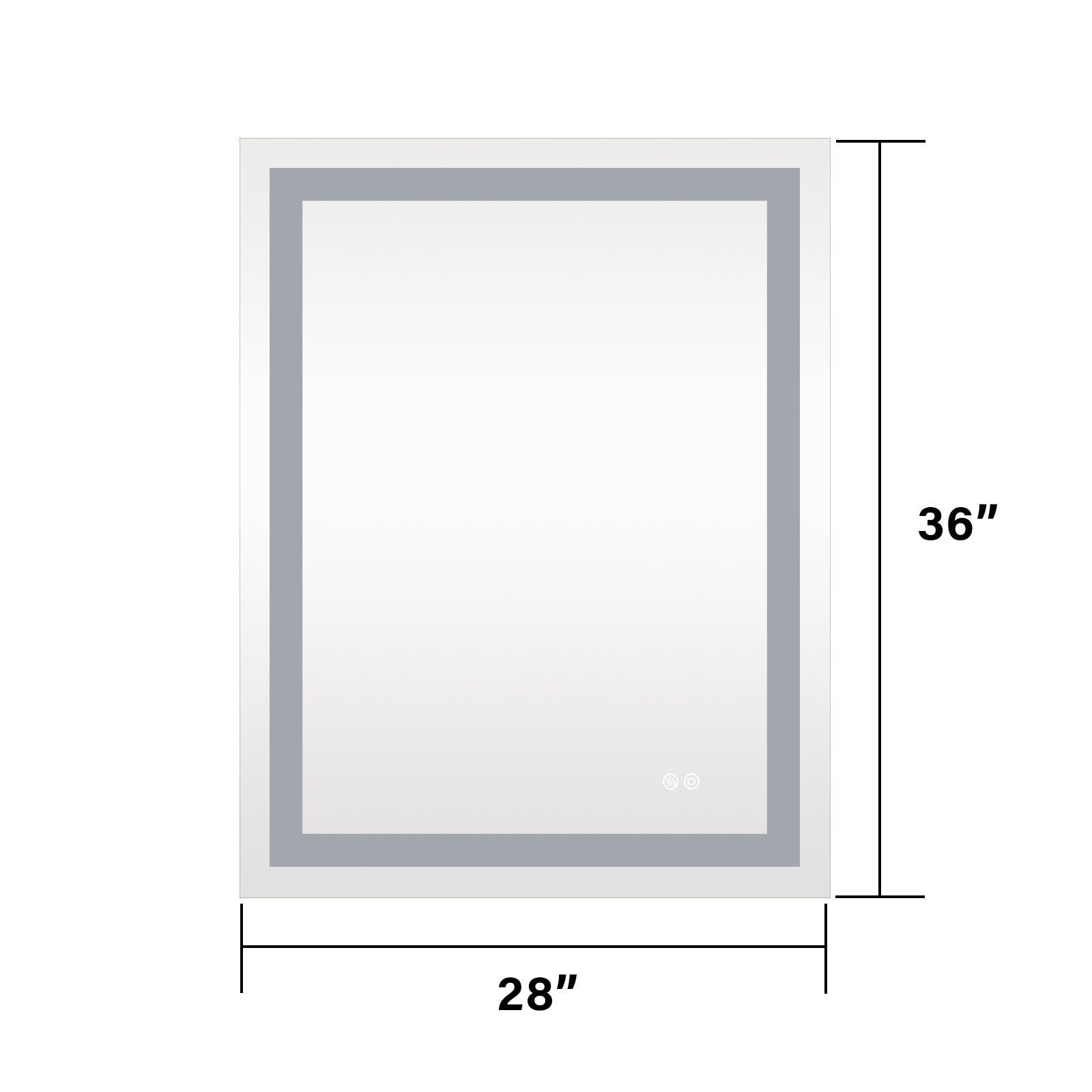 28x36 Inch LED Lighted Bathroom Mirror with 3 Colors silver-aluminium