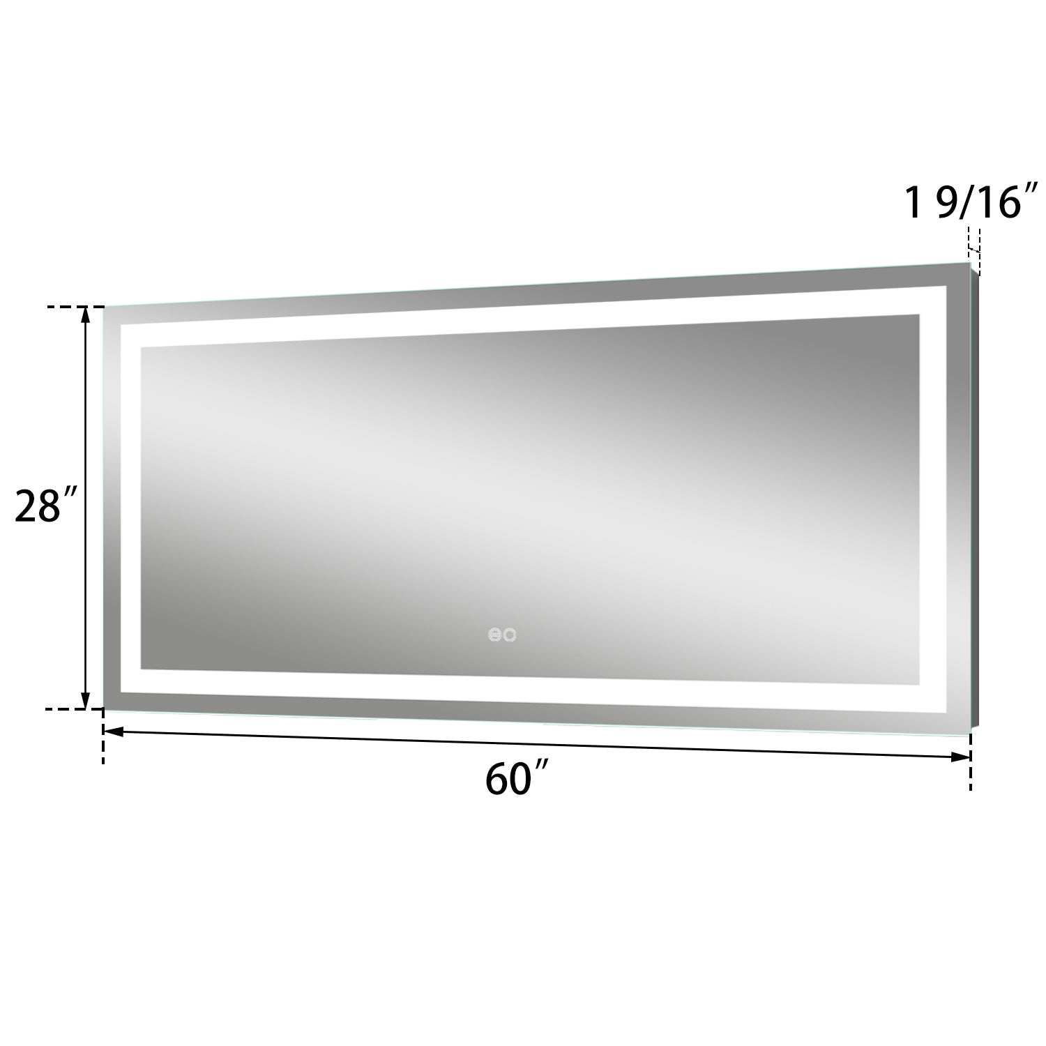 60x28 Inch LED Lighted Bathroom Mirror with 3 Colors silver-aluminium