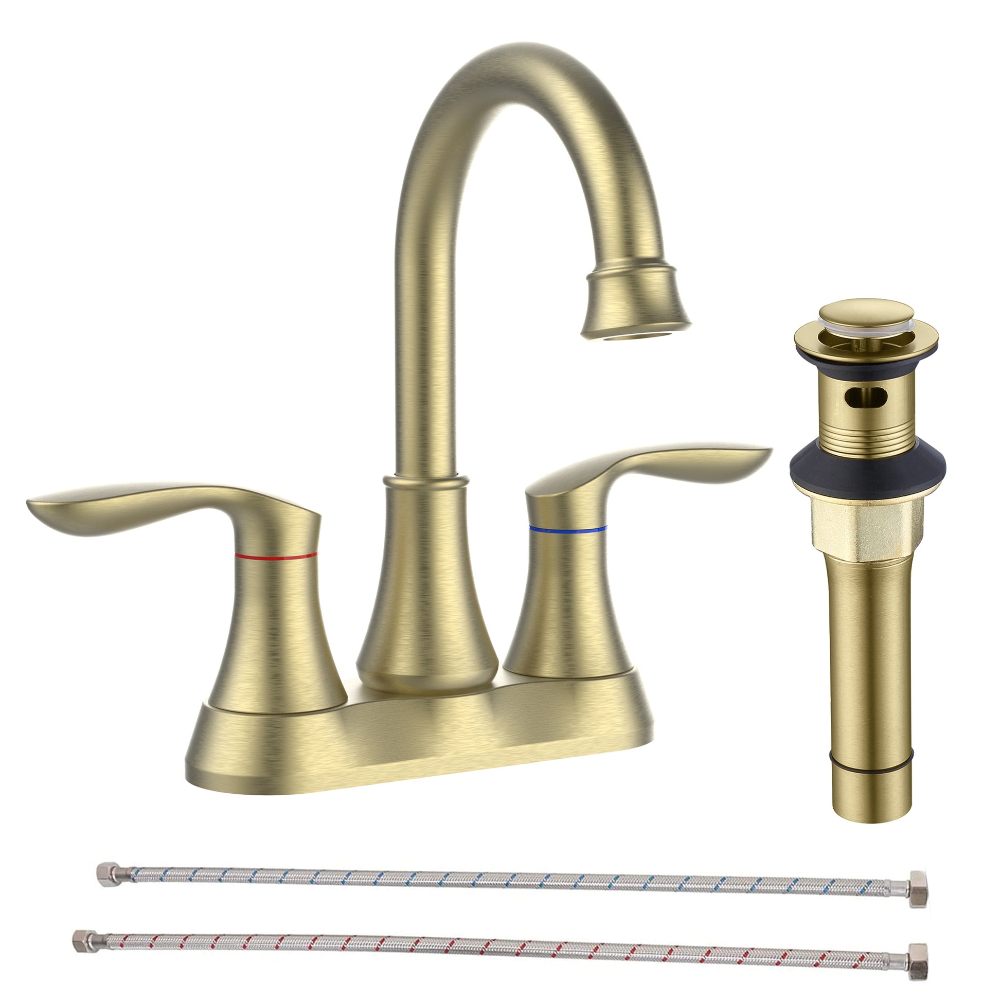 Bathroom Faucet Brushed Gold with Pop up Drain & brushed gold-metal