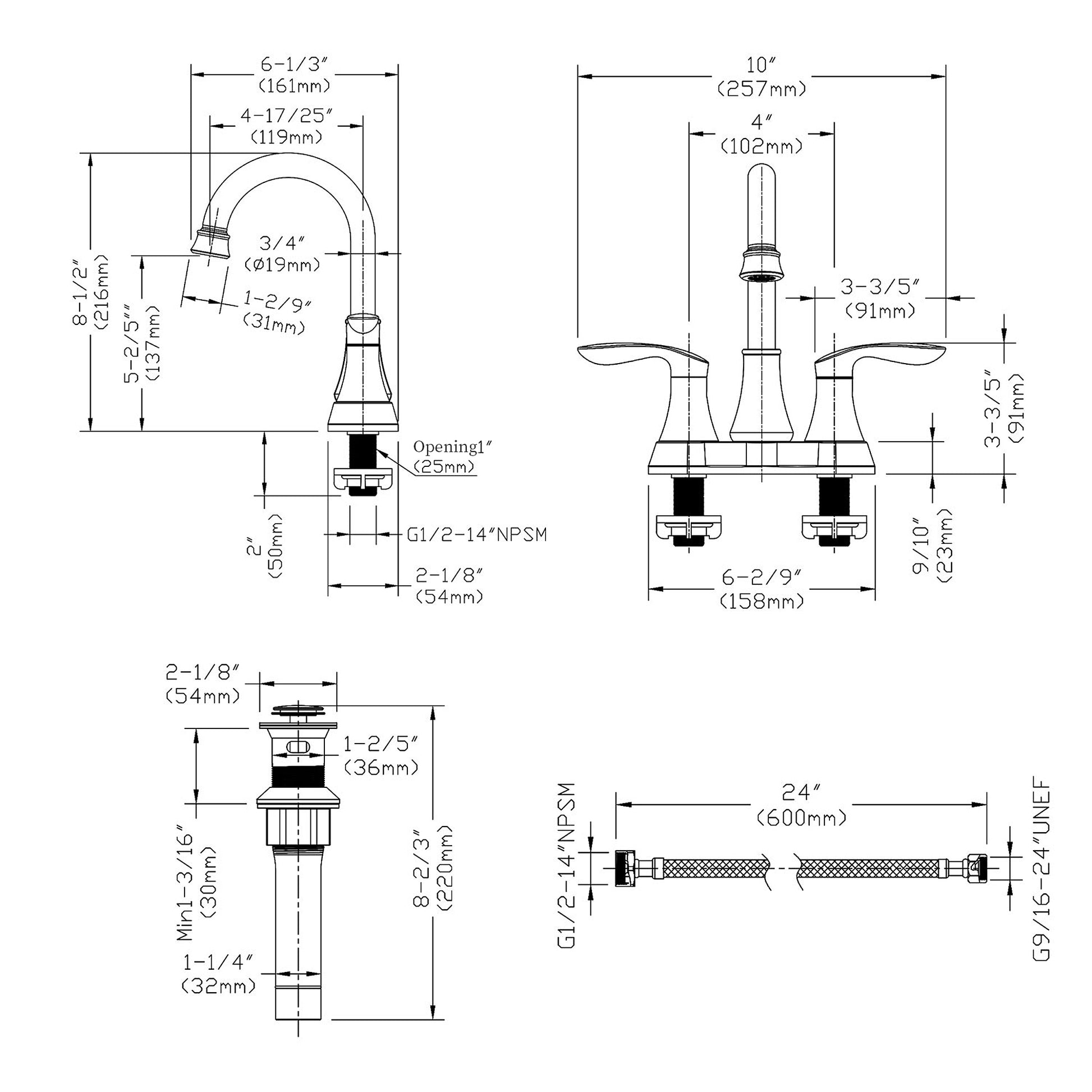 Bathroom Faucet Brushed Nickel with Pop up Drain & brushed nickel-metal