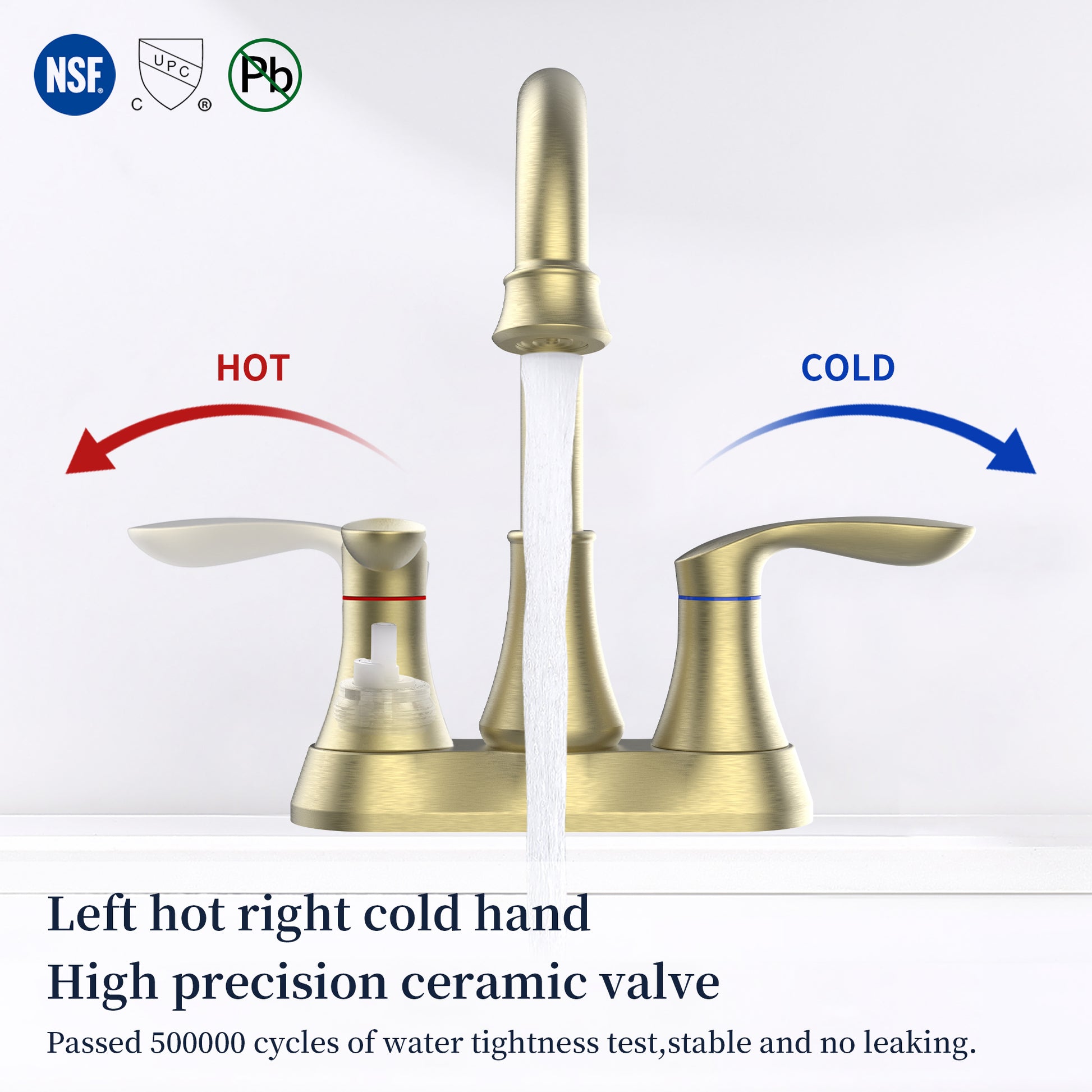 Bathroom Faucet Brushed Gold with Pop up Drain & brushed gold-metal