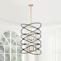 Transitional Gold Matte Black Metal Chandelier