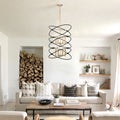 Transitional Gold Matte Black Metal Chandelier