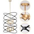 Transitional Gold Matte Black Metal Chandelier