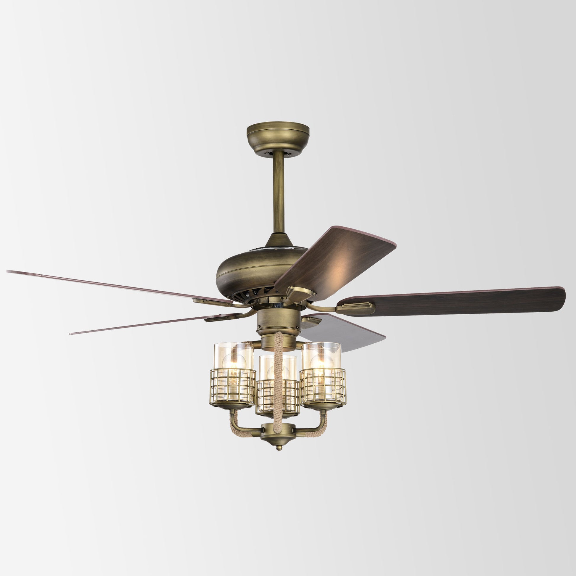 Video 52inch Bronze Metal 3 Lights Ceiling Fan