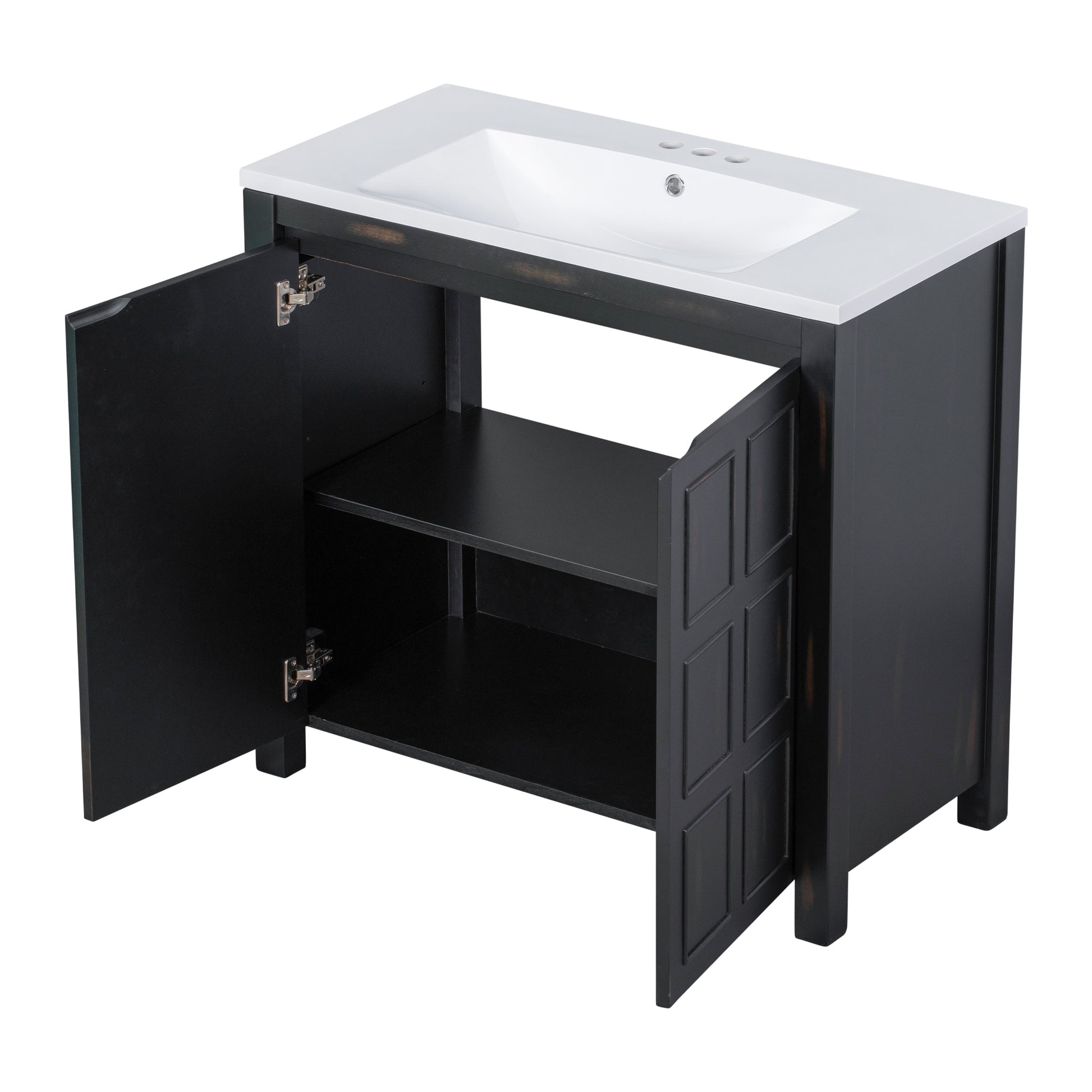 36" Bathroom Vanity Organizer with Sink, Combo Cabinet espresso-solid wood+mdf+resin