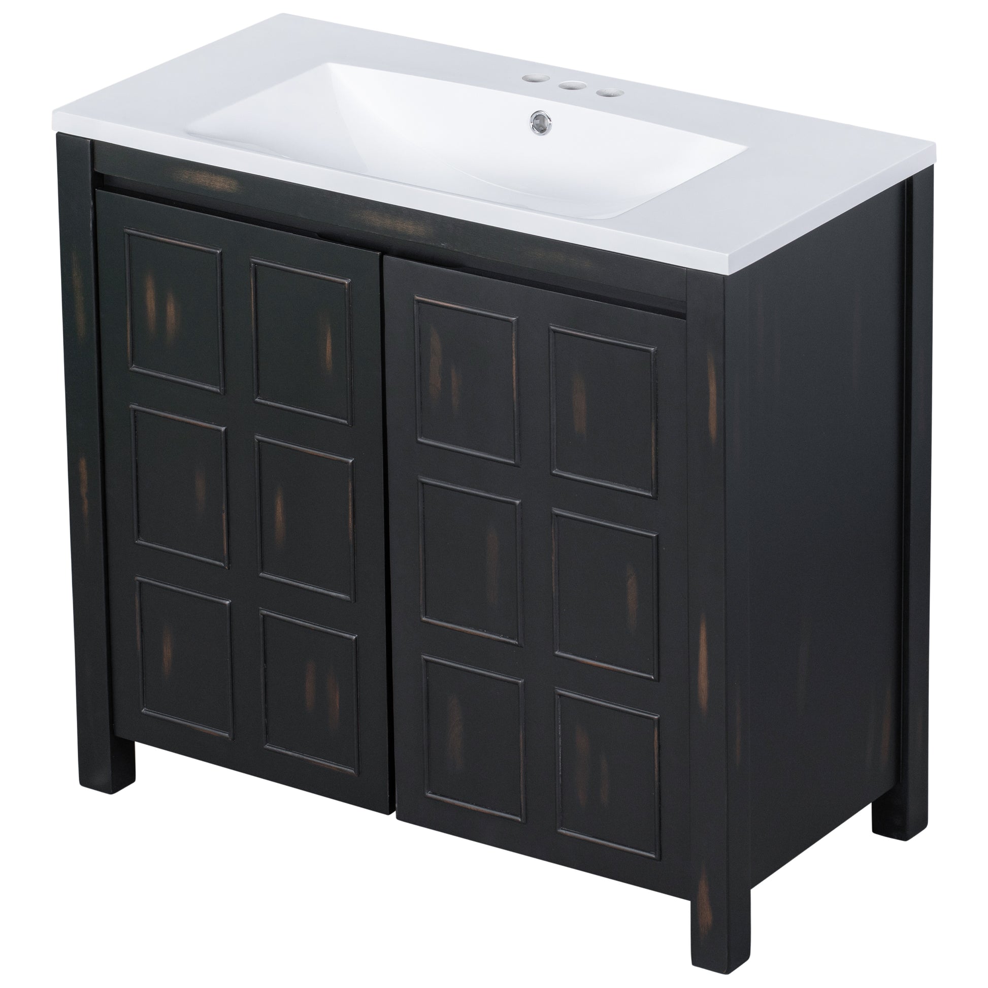 36" Bathroom Vanity Organizer with Sink, Combo Cabinet espresso-solid wood+mdf+resin