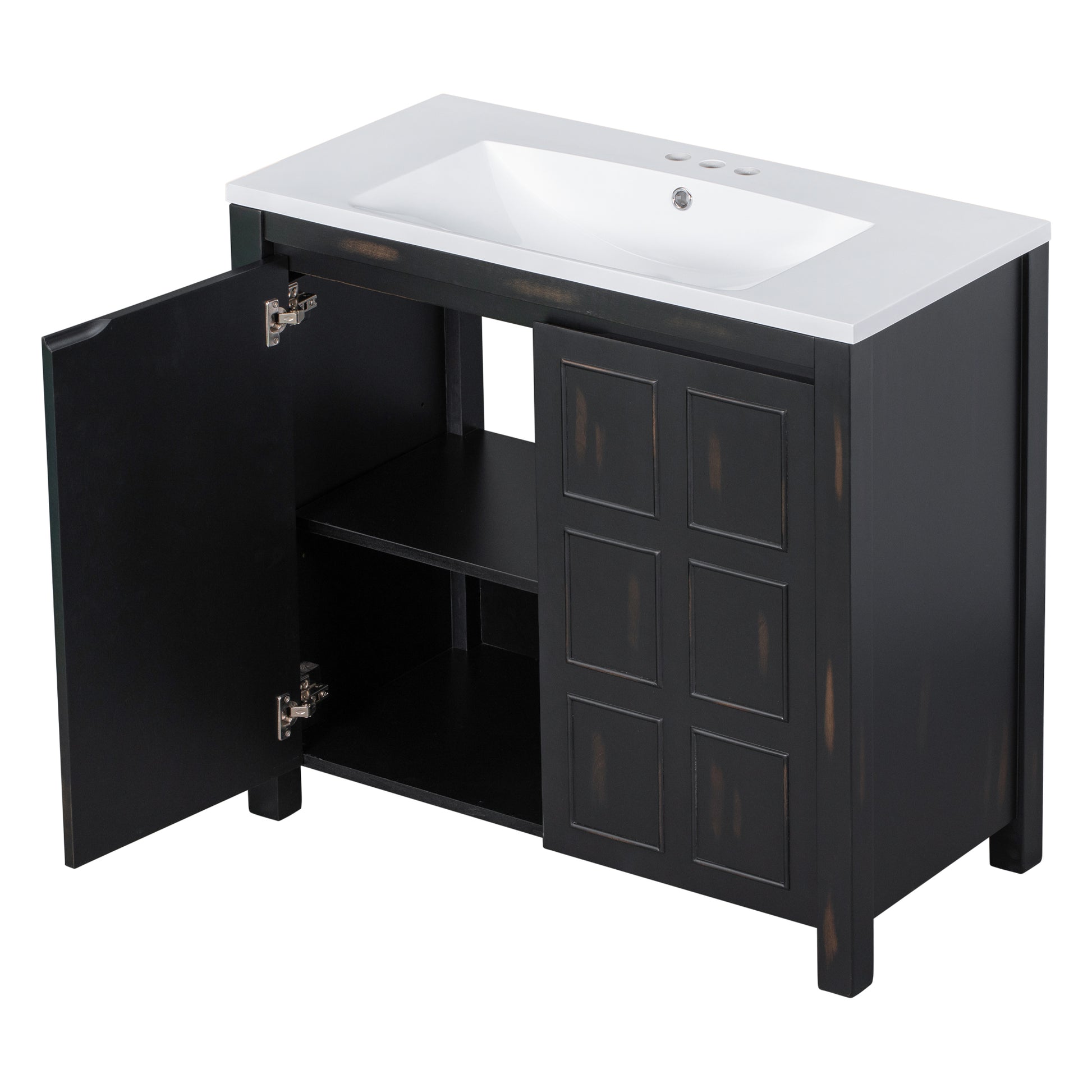 36" Bathroom Vanity Organizer with Sink, Combo Cabinet espresso-solid wood+mdf+resin