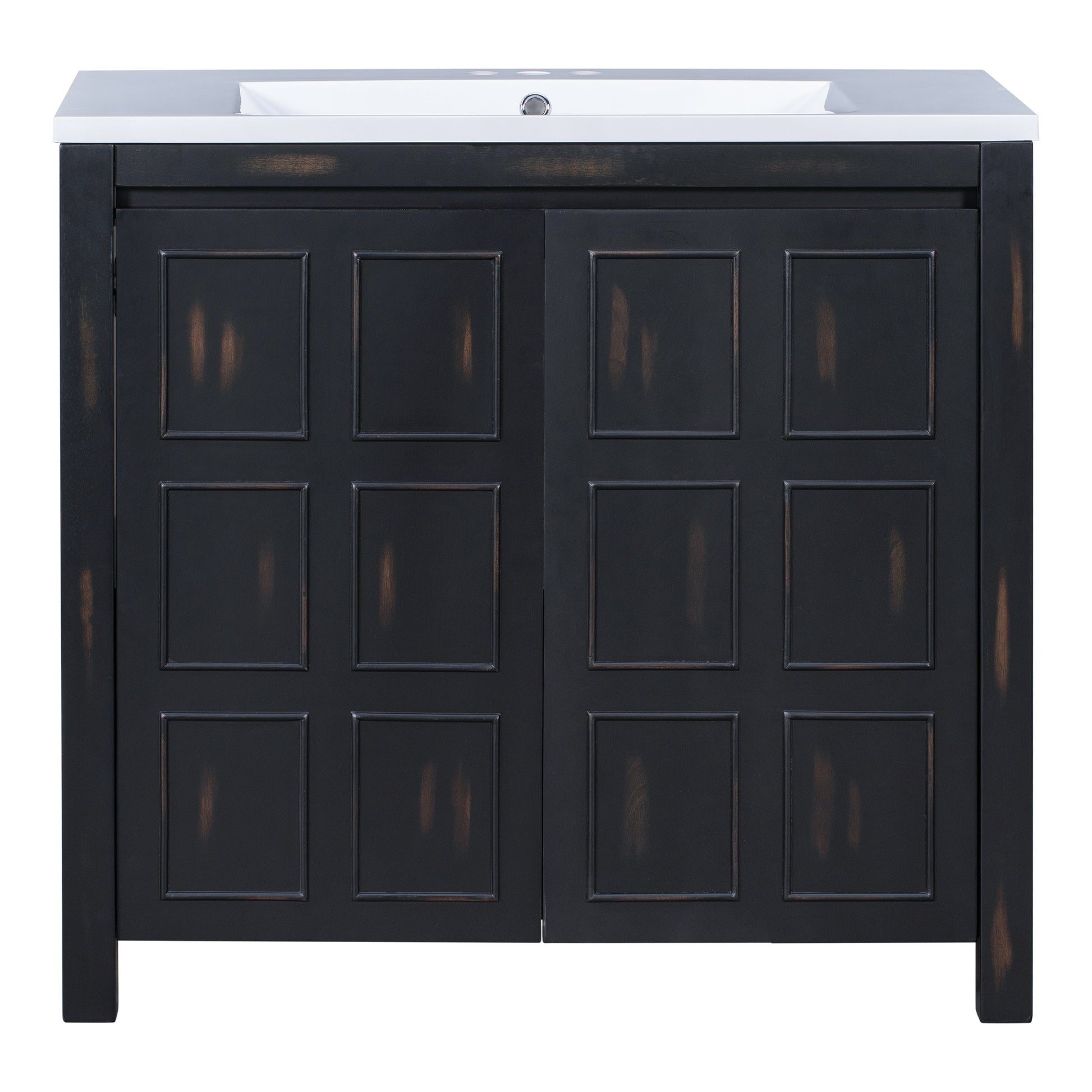 36" Bathroom Vanity Organizer with Sink, Combo Cabinet espresso-solid wood+mdf+resin