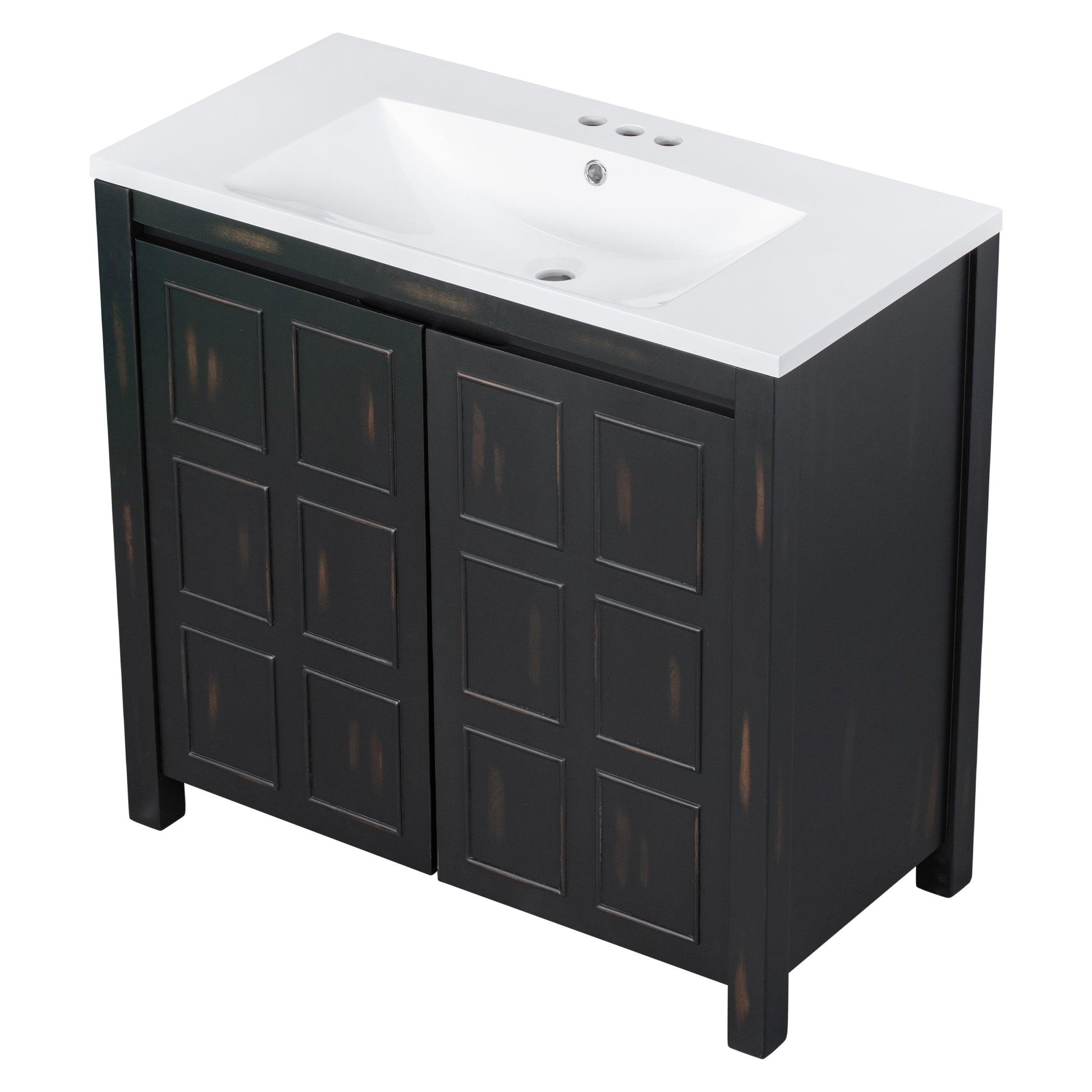 36" Bathroom Vanity Organizer with Sink, Combo Cabinet espresso-solid wood+mdf+resin