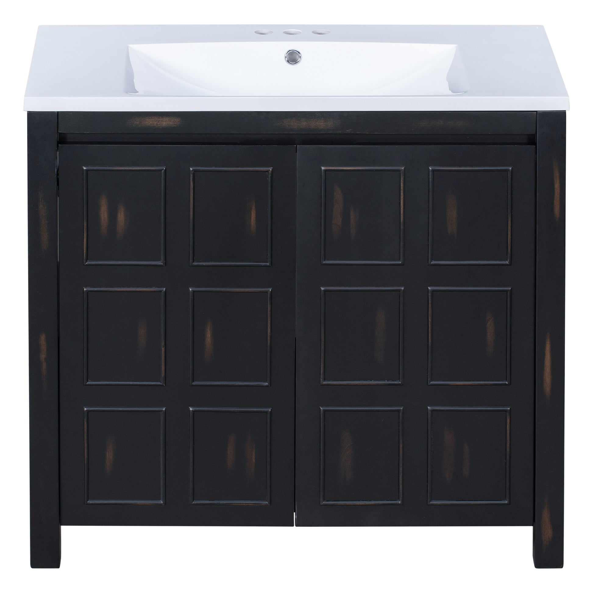 36" Bathroom Vanity Organizer with Sink, Combo Cabinet espresso-solid wood+mdf+resin