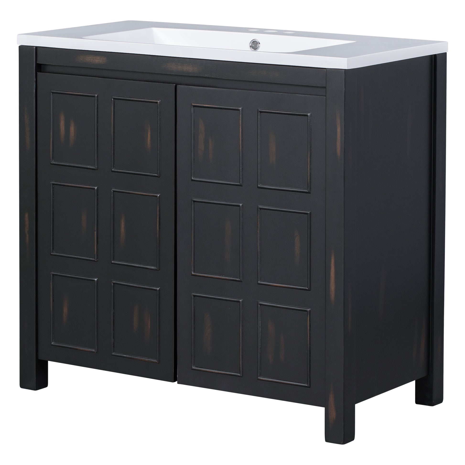 36" Bathroom Vanity Organizer with Sink, Combo Cabinet espresso-solid wood+mdf+resin