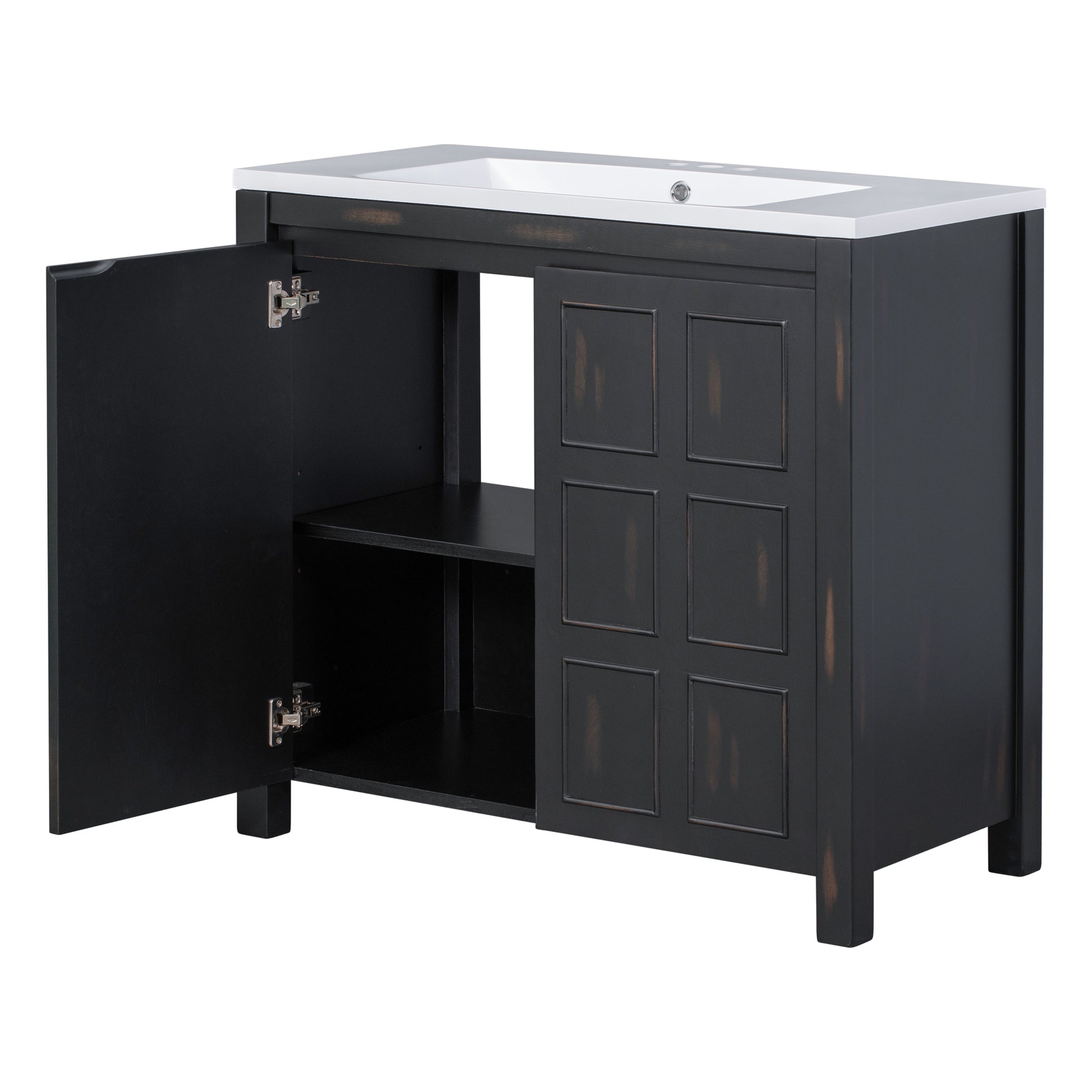 36" Bathroom Vanity Organizer with Sink, Combo Cabinet espresso-solid wood+mdf+resin