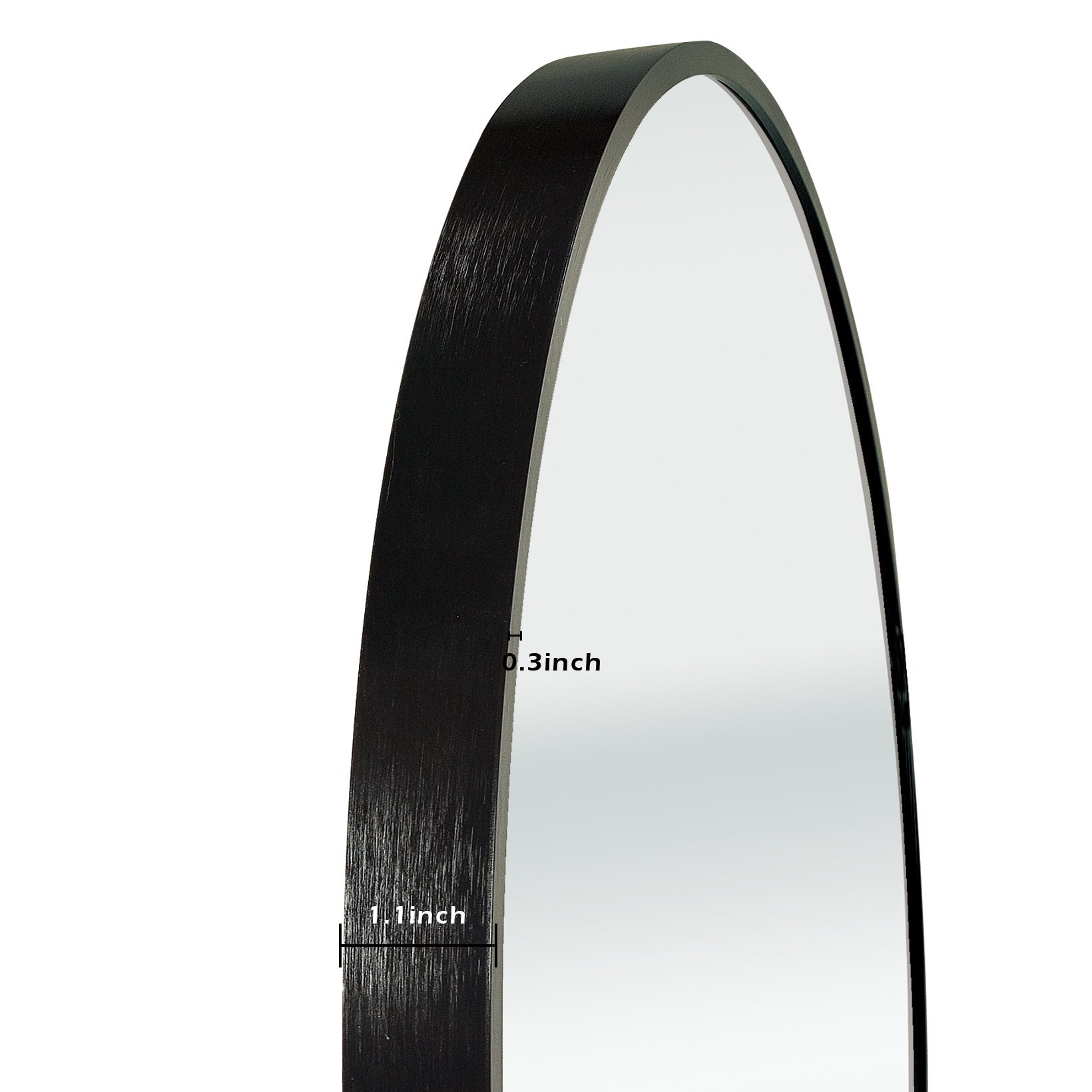 Black 20 Inch Metal Round Bathroom Mirror - Black