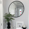 Black 20 Inch Metal Round Bathroom Mirror - Black