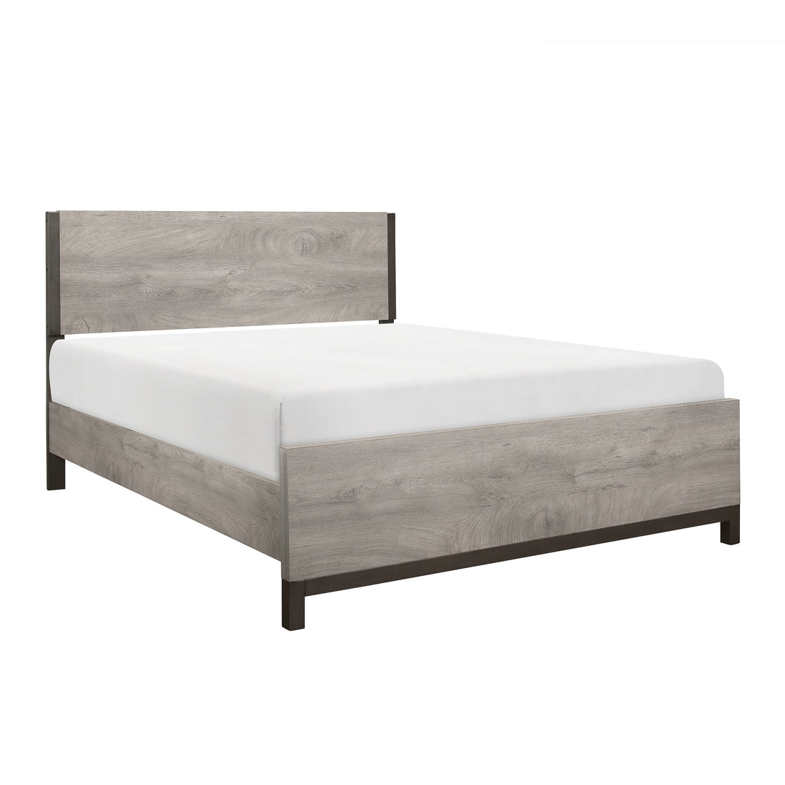 Attractive Light Gray Finish 1pc Queen Size Bed