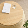 Round Storage Ottoman, 2 in 1 Function, Work as End natural-plastic