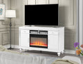 Sterling TV Stand With Electric Fireplace in White white-solid wood