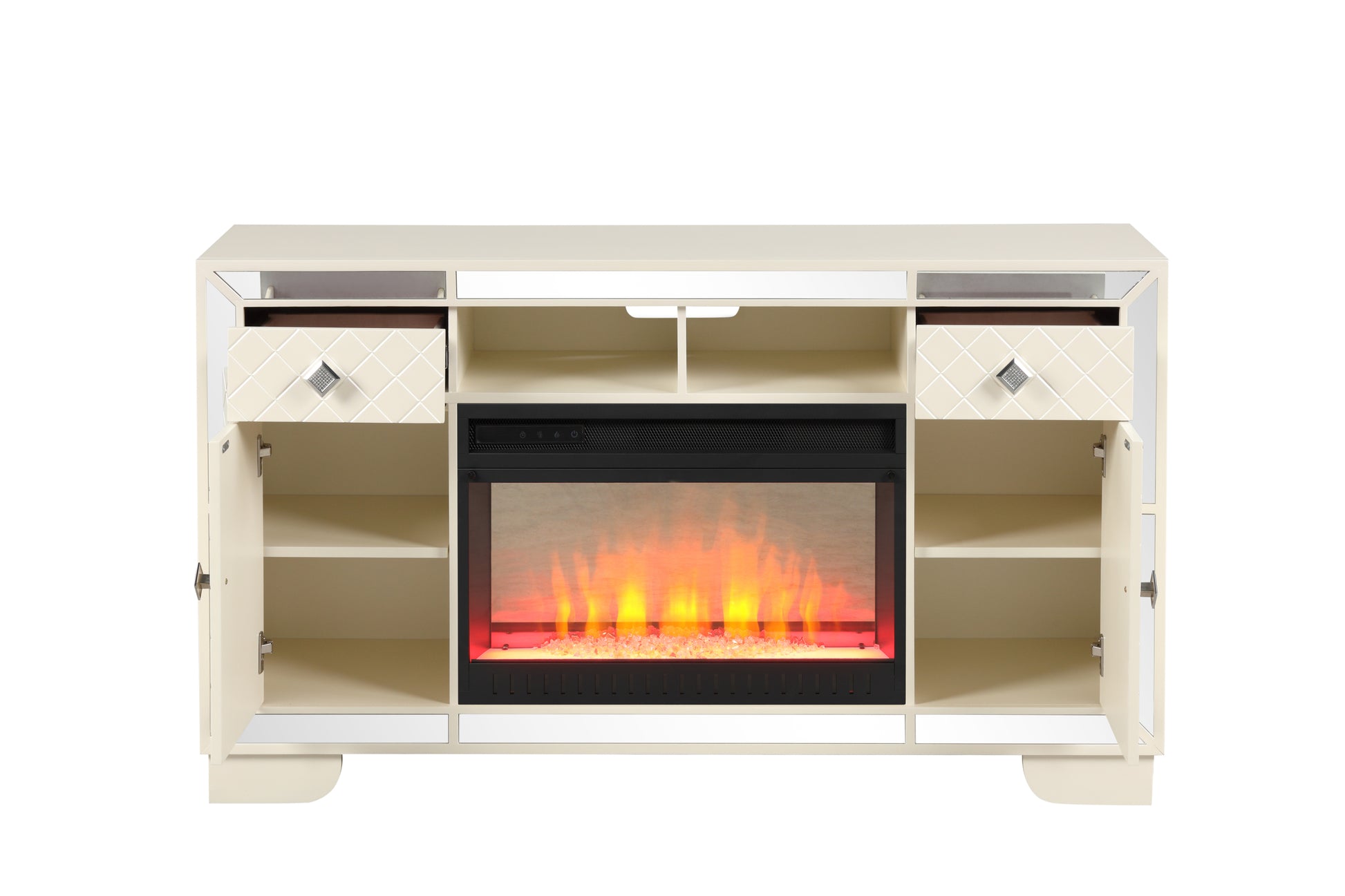 Madison TV Stand With Electric Fireplace in Beige electric-beige-primary living