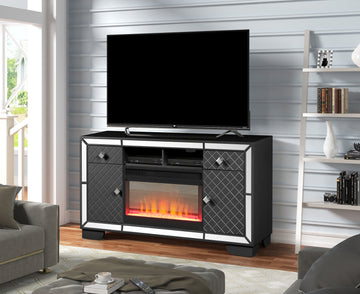 Madison TV Stand With Electric Fireplace in Black 60-70-black-400-primary living