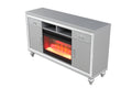 Sterling TV Stand With Electric Fireplace in Silver silver-solid wood