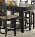 Transitional Style Counter Height Dining Set 5pc Table wood-black-seats 4-wood-dining