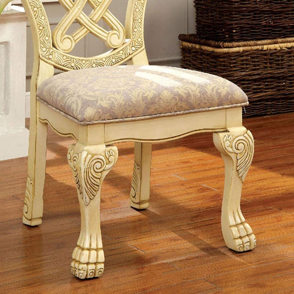 Formal Majestic Traditional Dining Chairs Vintage antique white-dining