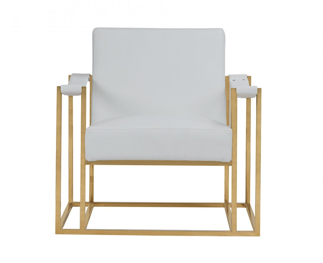 Larson Modern White fabric & Gold Accent Chair