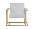 Larson Modern White fabric & Gold Accent Chair