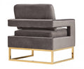 Edna Modern Grey Velvet & Gold Accent Chair