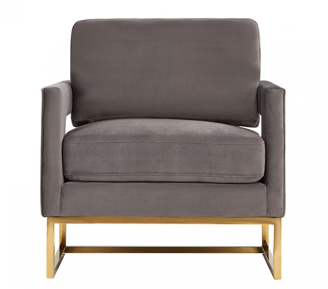 Edna Modern Grey Velvet & Gold Accent Chair