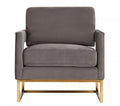 Edna Modern Grey Velvet & Gold Accent Chair