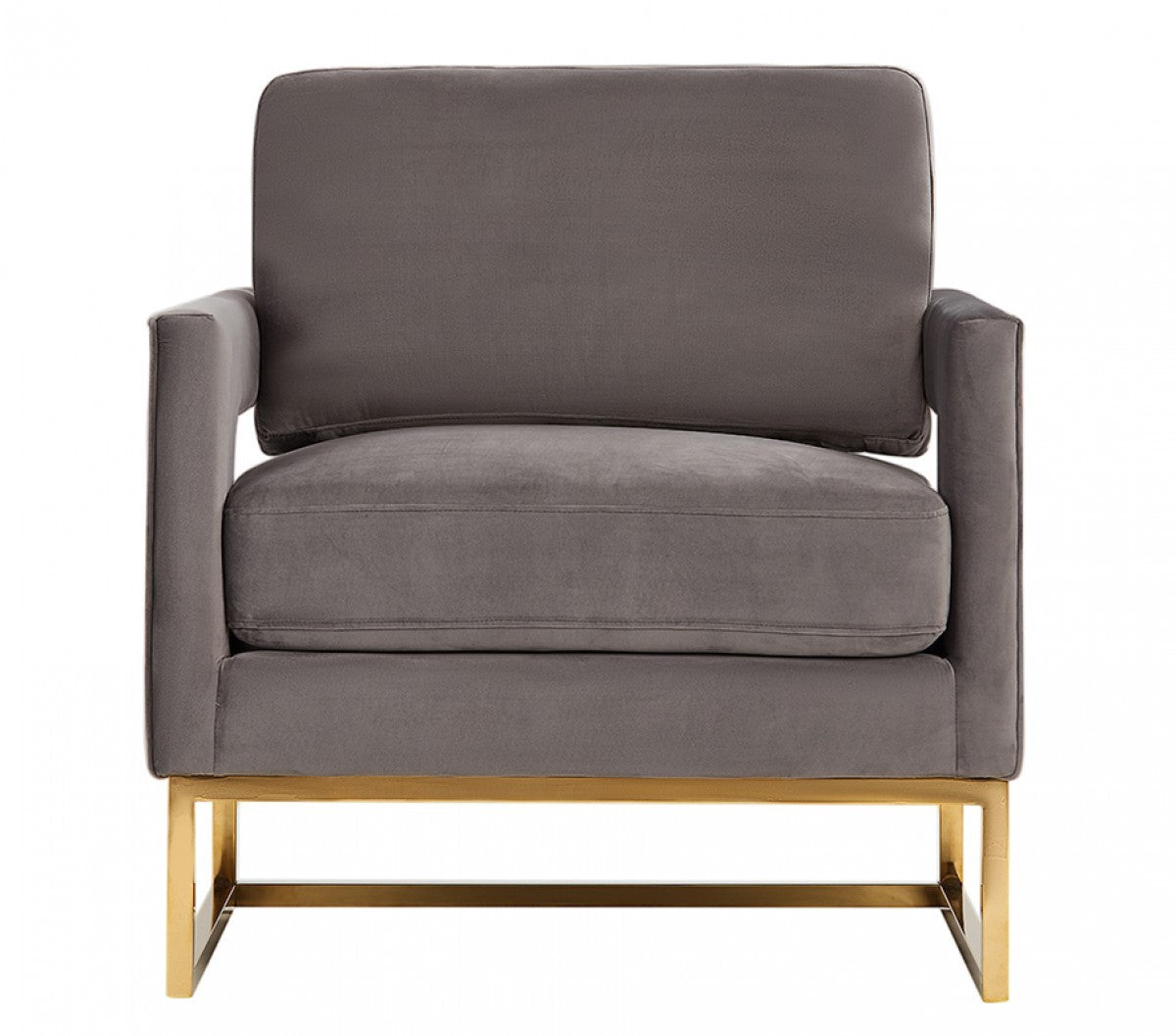 Edna Modern Grey Velvet & Gold Accent Chair