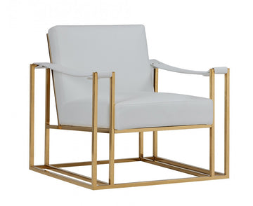 Larson Modern White fabric & Gold Accent Chair