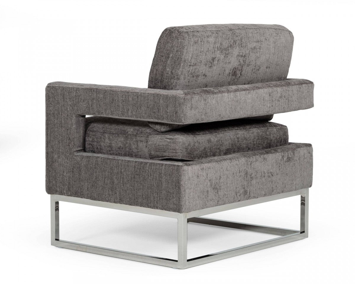 Modrest Edna Modern Dark Grey Fabric Accent Chair