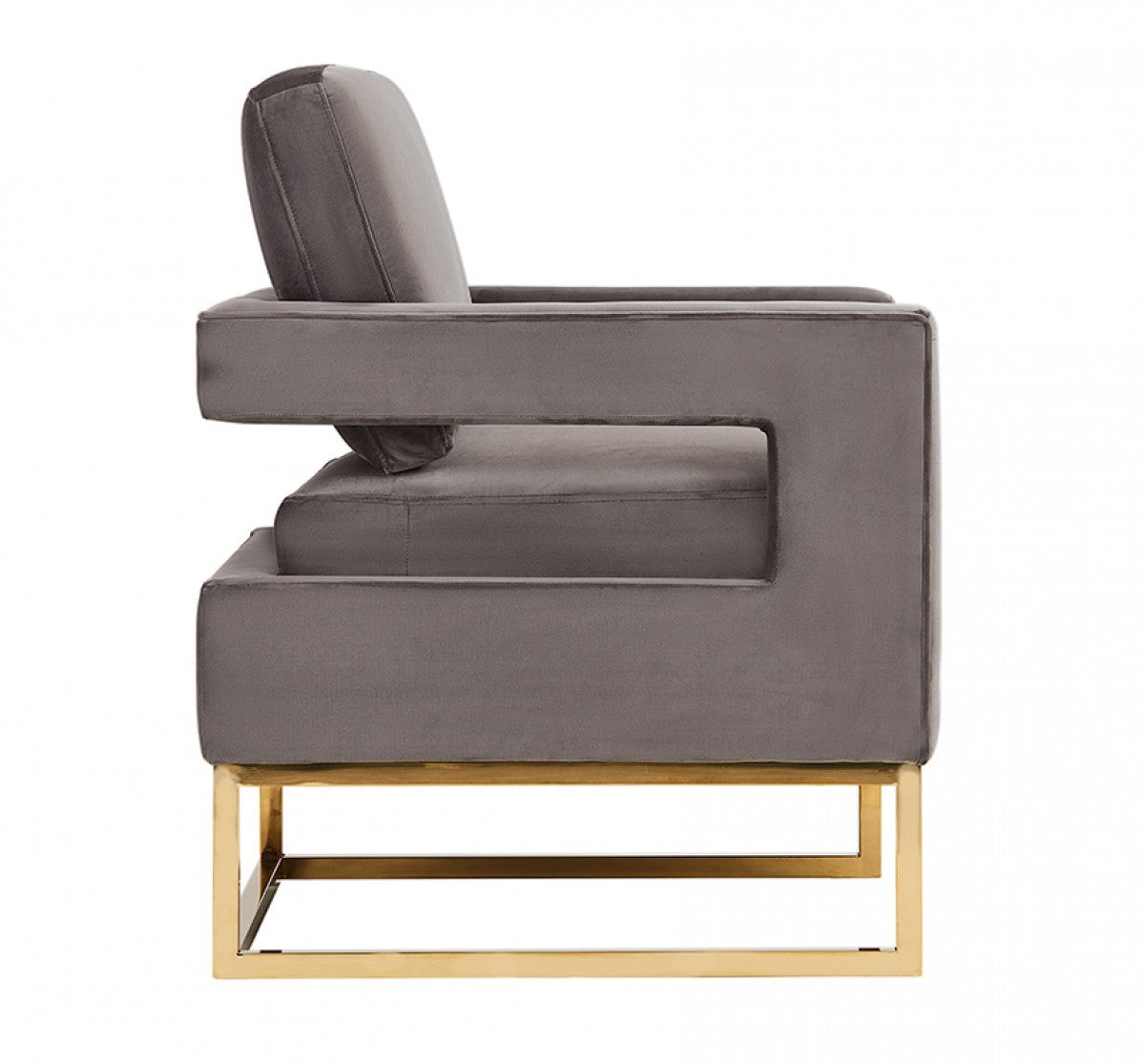 Edna Modern Grey Velvet & Gold Accent Chair