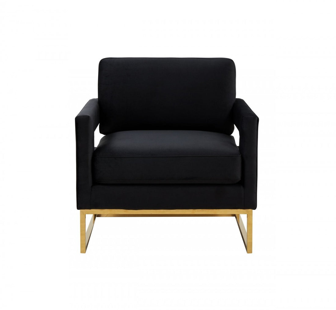 Edna Modern Black Velvet & Gold Accent Chair